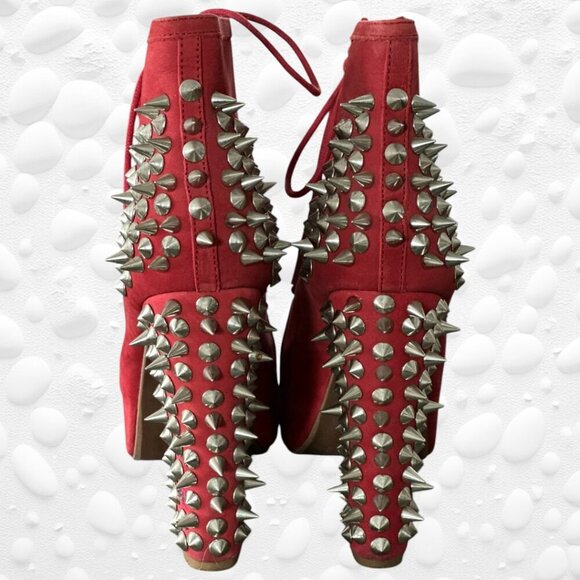 JEFFREY CAMPBELL LITA HAVANA PINK/RED SILVER SPIKE BOOTS SIZE 7 - Picture 3 of 14